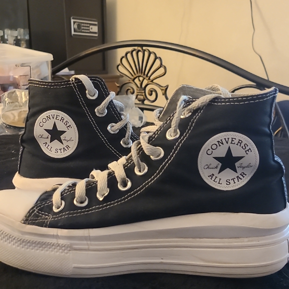 Converse All Star Black and White Platform High-Top Sneakers